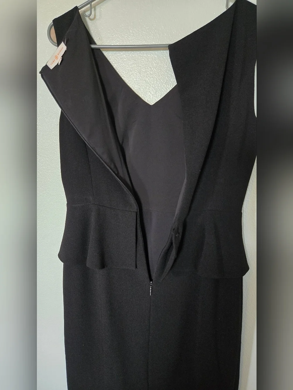 Tory Burch | Black V-Neck Peplum Cocktail Dress Size 4